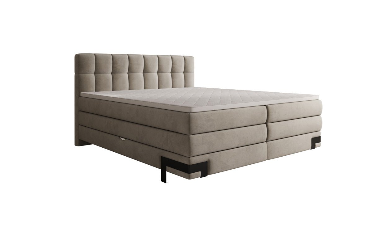 Box spring bed Isabell with storage in velvet