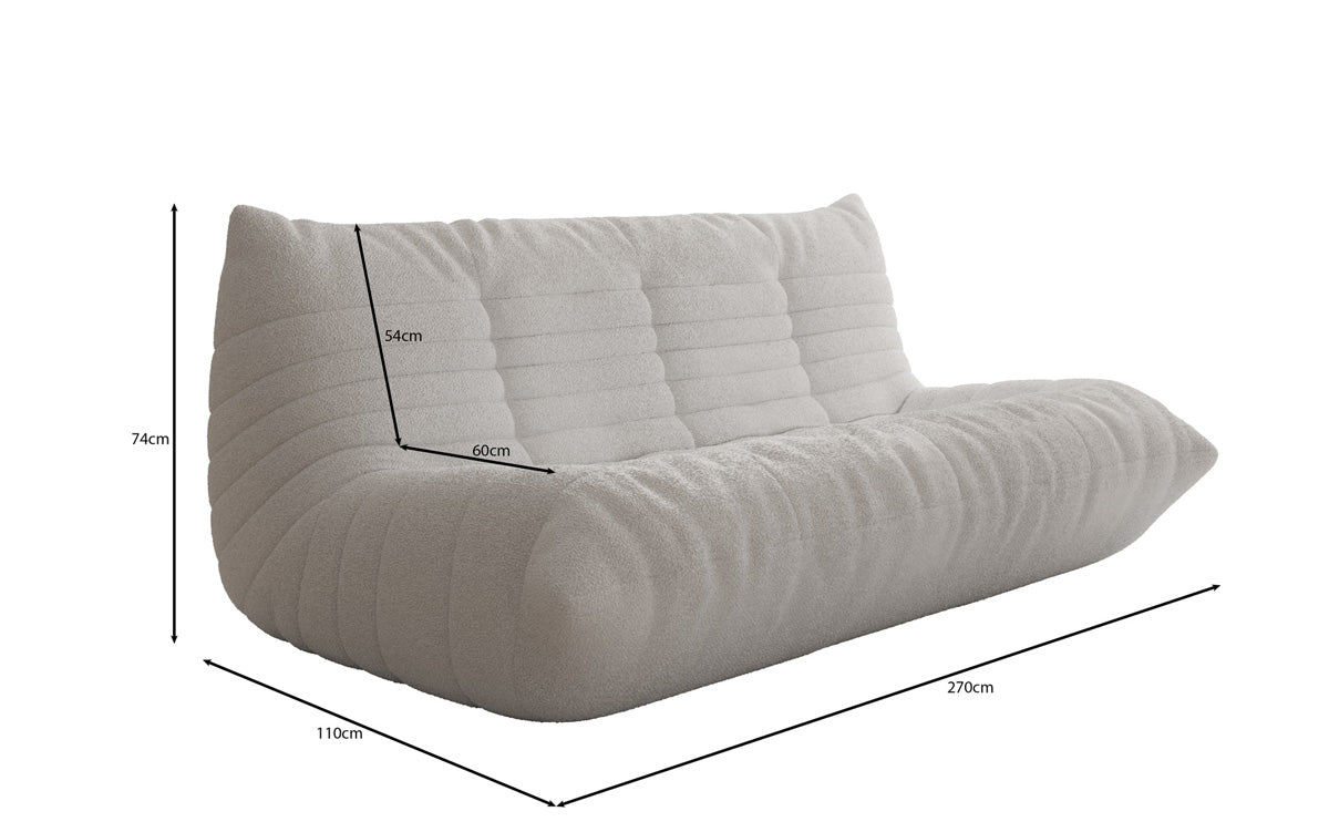 Designer 3-seater sofa Calmo in teddy bouclé