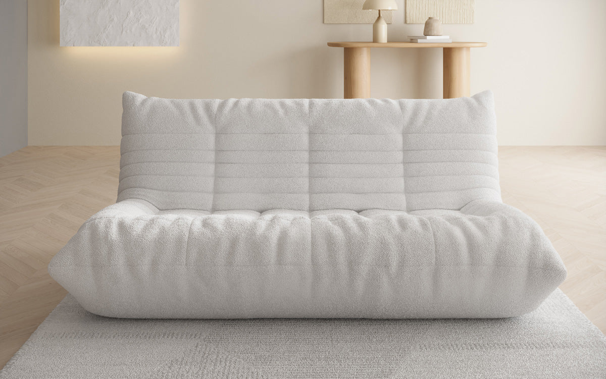 Designer 3-seater sofa Calmo in teddy bouclé