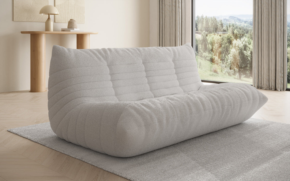 Designer 3-seater sofa Calmo in teddy bouclé