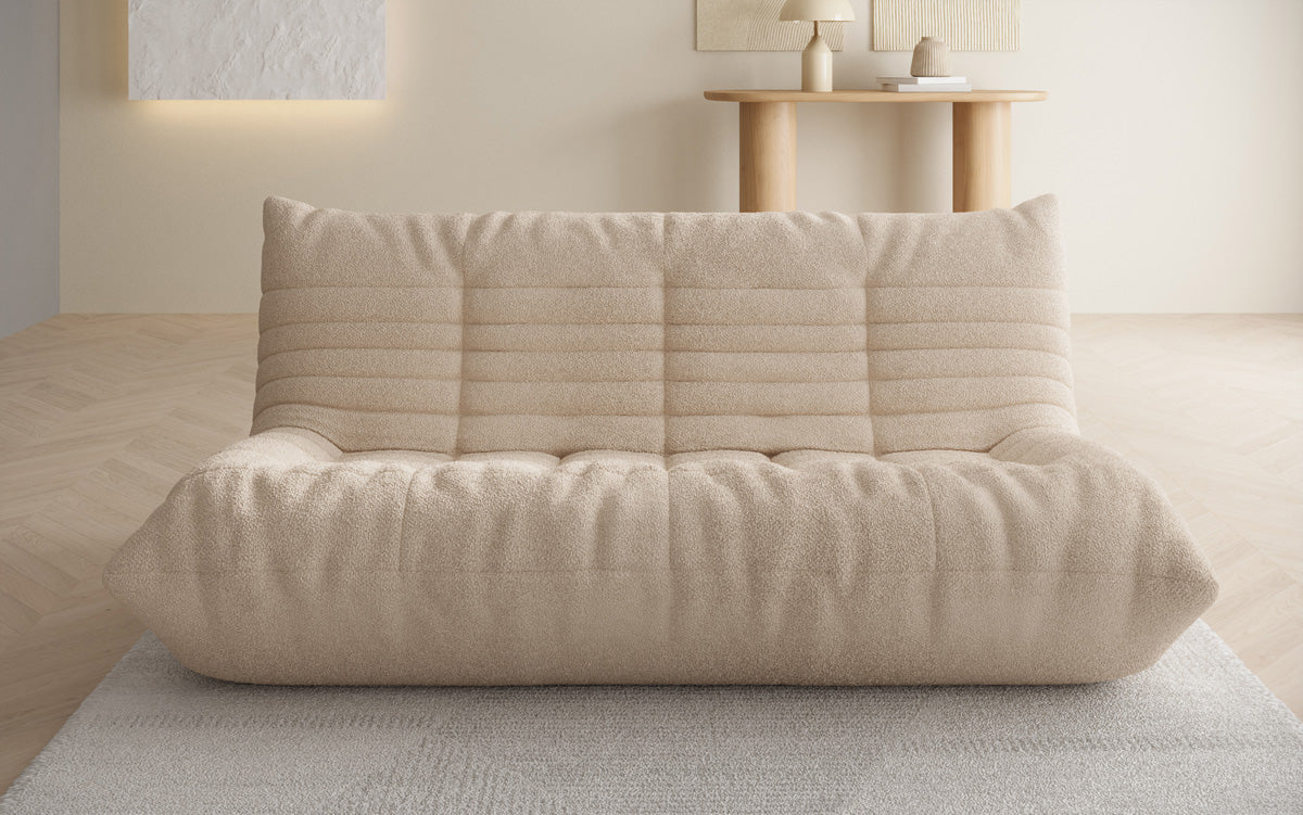 Designer 3-seater sofa Calmo in teddy bouclé
