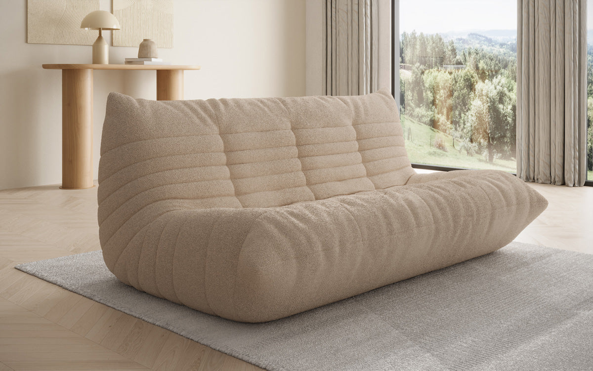 Designer 3-seater sofa Calmo in teddy bouclé