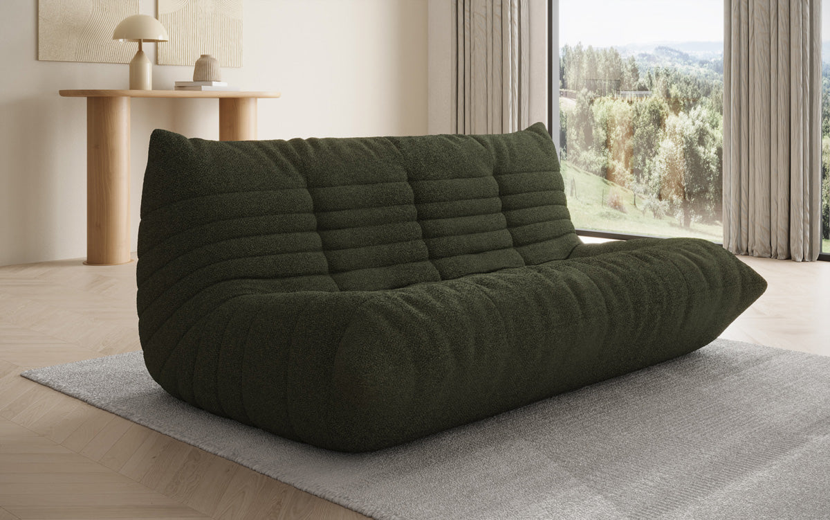 Designer 3-seater sofa Calmo in teddy bouclé