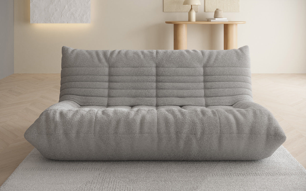 Designer 3-seater sofa Calmo in teddy bouclé