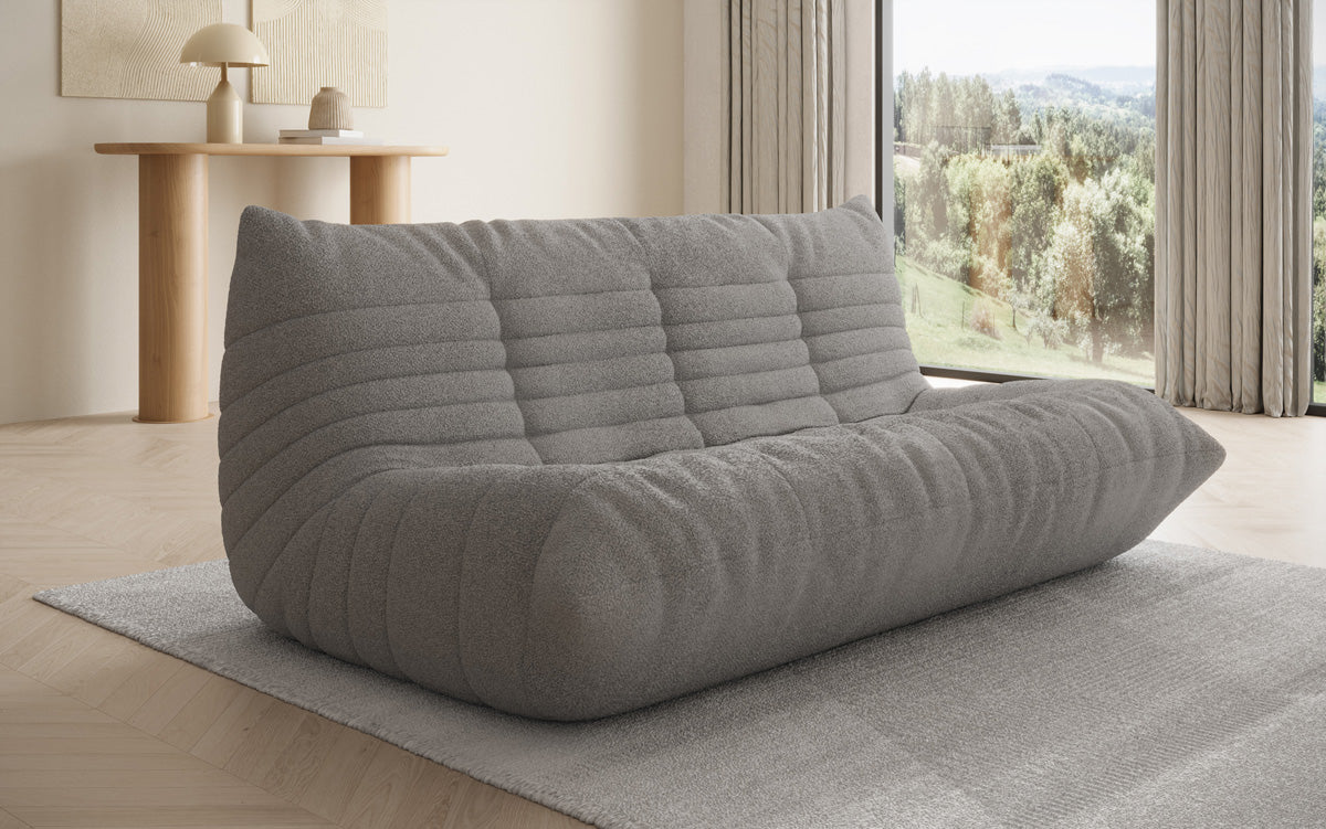 Designer 3-seater sofa Calmo in teddy bouclé