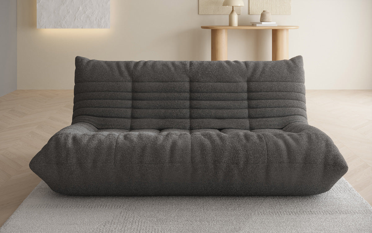 Designer 3-seater sofa Calmo in teddy bouclé