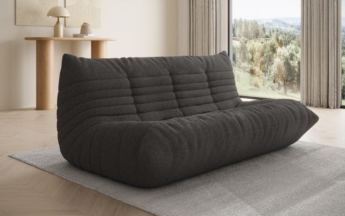 Designer 3-seater sofa Calmo in teddy bouclé