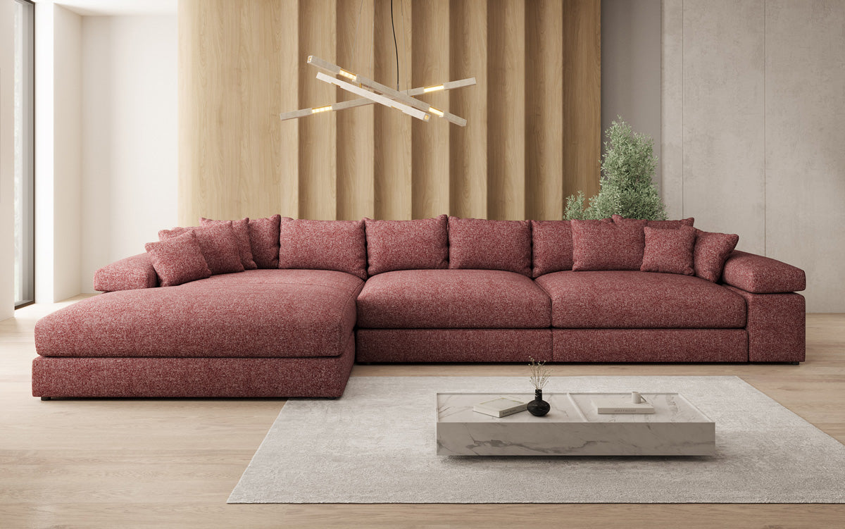 Designer corner sofa Bernardo Maxi with wide ottoman in textured fabric
