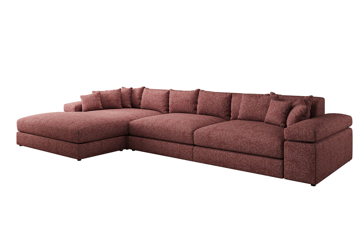 Designer corner sofa Bernardo Maxi with wide ottoman in textured fabric