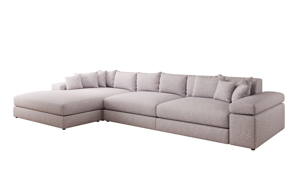 Designer corner sofa Bernardo Maxi with wide ottoman in textured fabric