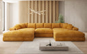 Designer Sofa Bernardo U with wide ottoman in Corduroy