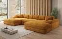 Designer Sofa Bernardo U with wide ottoman in Corduroy