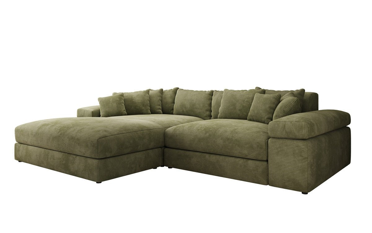 Designer Sofa Bernardo with wide Ottoman in Corduroy