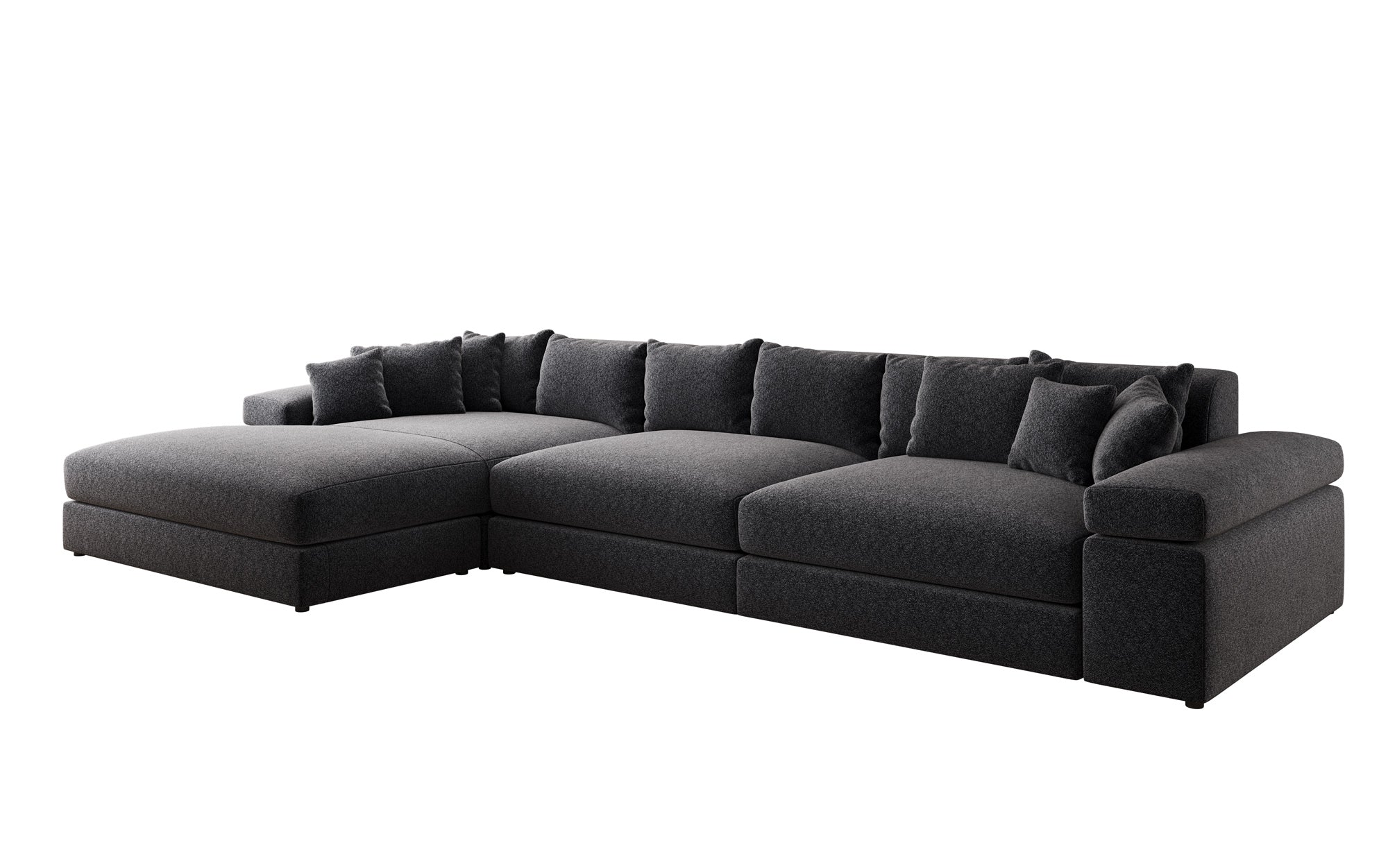 Designer Sofa Bernardo L Maxi mit breiter Ottomane in Strukturstoff