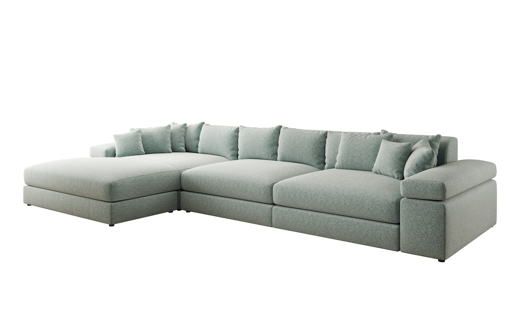 Designer Sofa Bernardo L Maxi mit breiter Ottomane in Strukturstoff