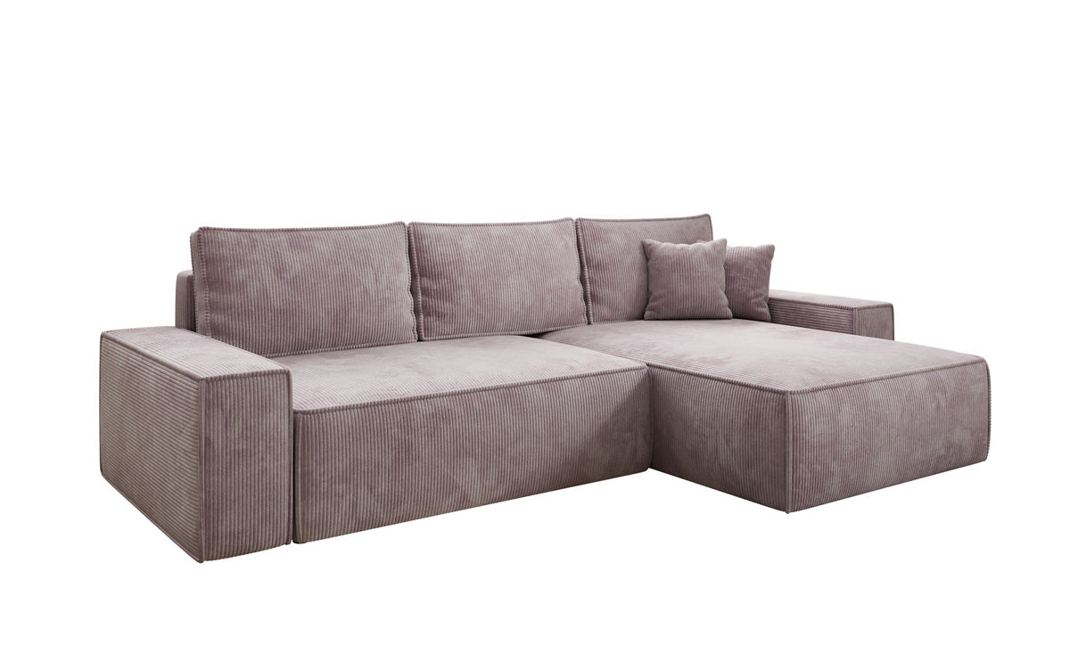 Designer corner sofa Lunaro with sleeping and fold-out function in Corduroy