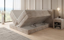 Box spring bed Ophelia with lift-up storage in Corduroy