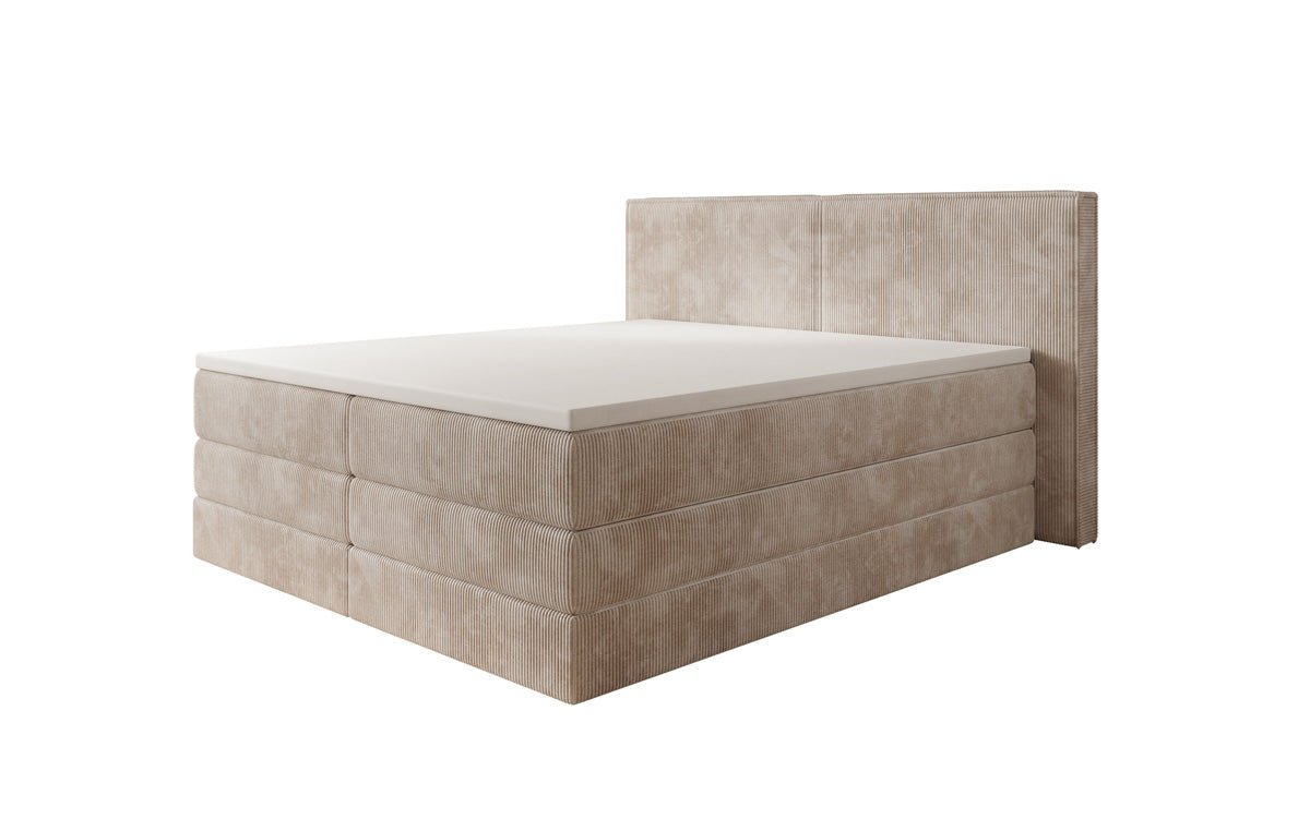 Box spring bed Ophelia with lift-up storage in Corduroy