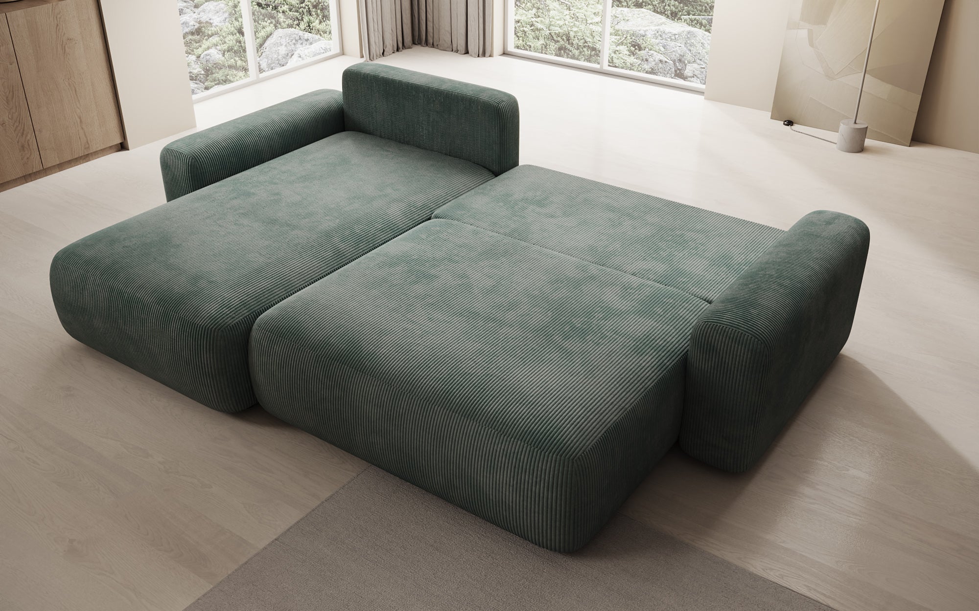 Designer Sofa Lola mit Schlaf- und Klappfunktion in Cord