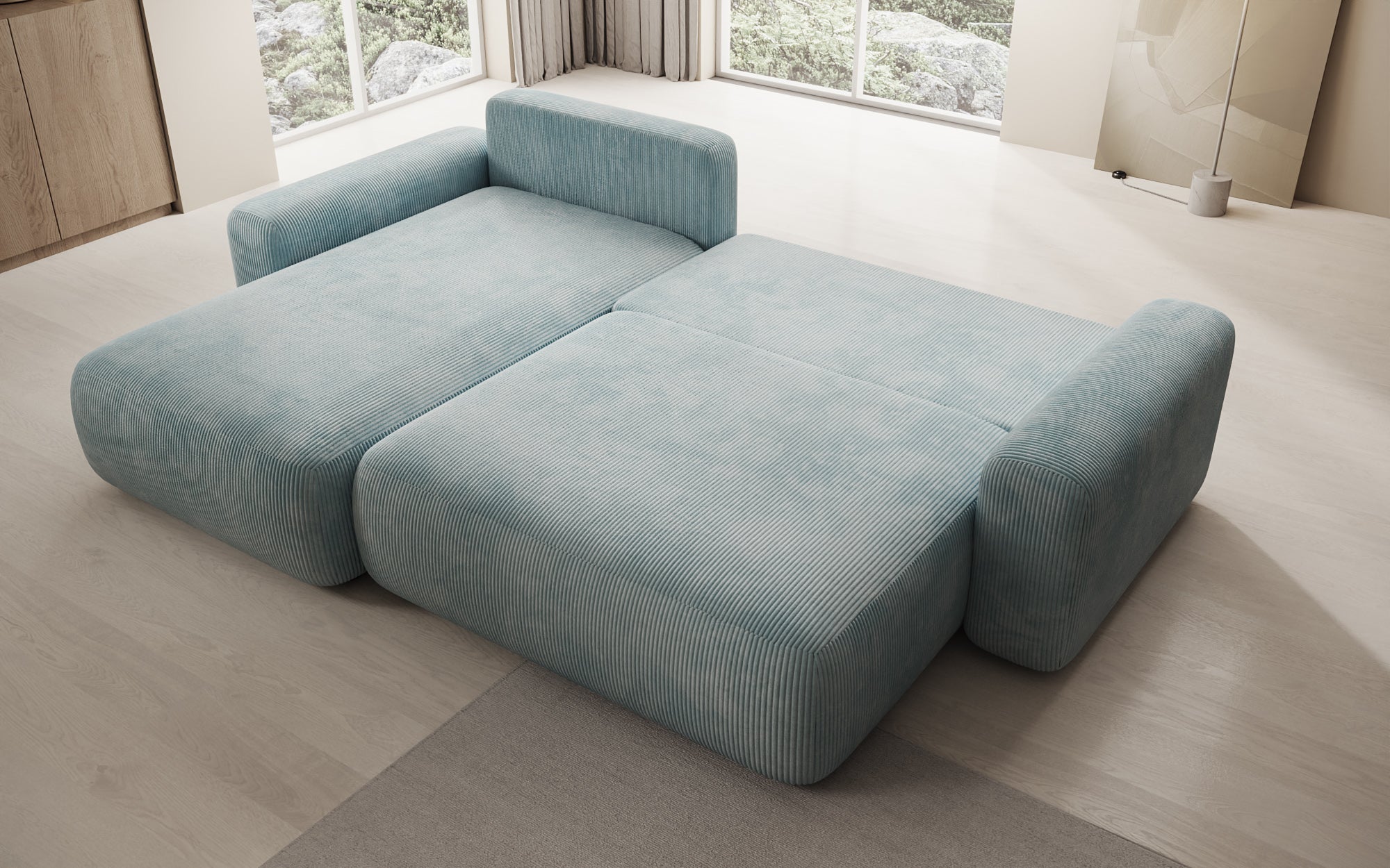 Designer Sofa Lola mit Schlaf- und Klappfunktion in Cord