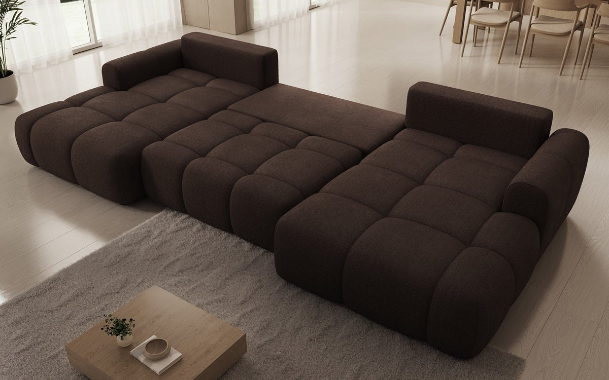 Designer Sofa Analfi U mit Schlaf- und Klappfunktion in Bouclé