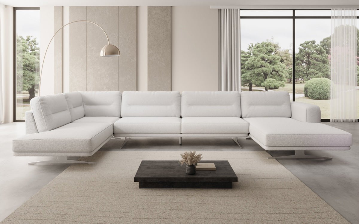 Designer U-Shaped Sectional Sofa Torino in Bouclé