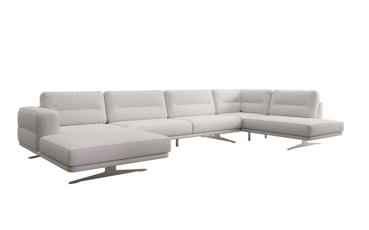 Designer U-Shaped Sectional Sofa Torino in Bouclé