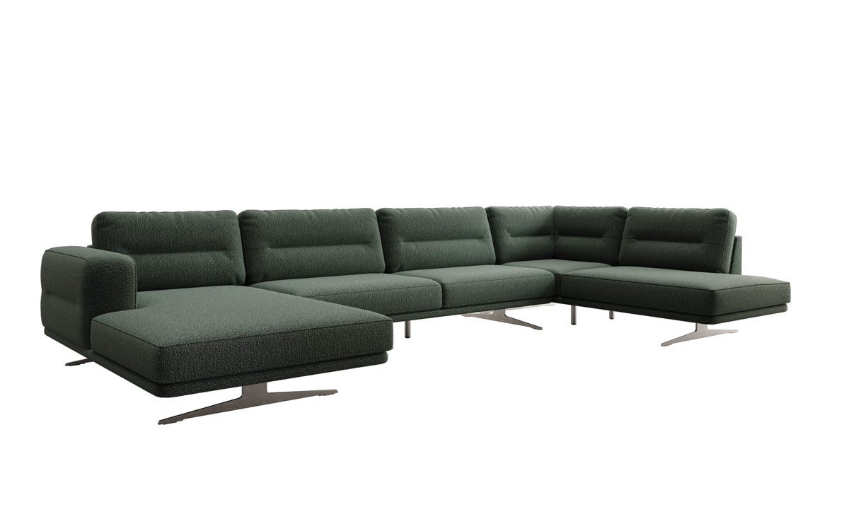 Designer U-Shaped Sectional Sofa Torino in Bouclé