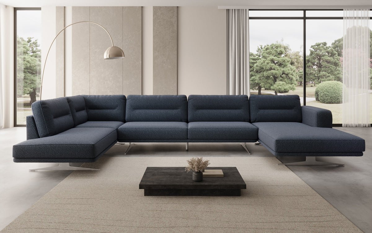 Designer U-Shaped Sectional Sofa Torino in Bouclé