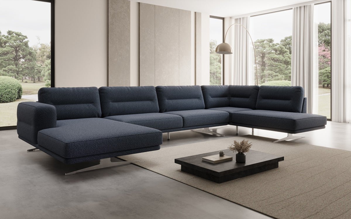 Designer U-Shaped Sectional Sofa Torino in Bouclé