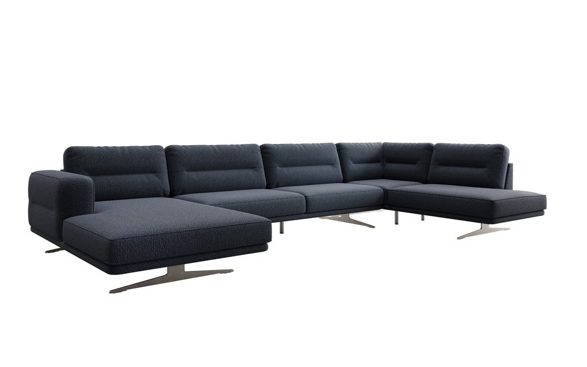 Designer U-Shaped Sectional Sofa Torino in Bouclé