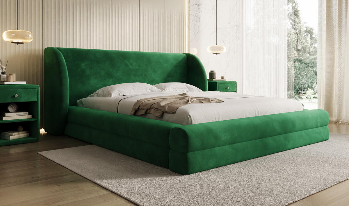 Designer upholstered bed Liv in velvet with storage