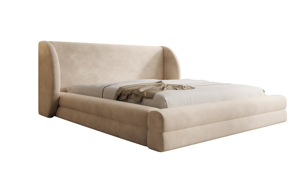 Designer upholstered bed Liv in velvet with storage