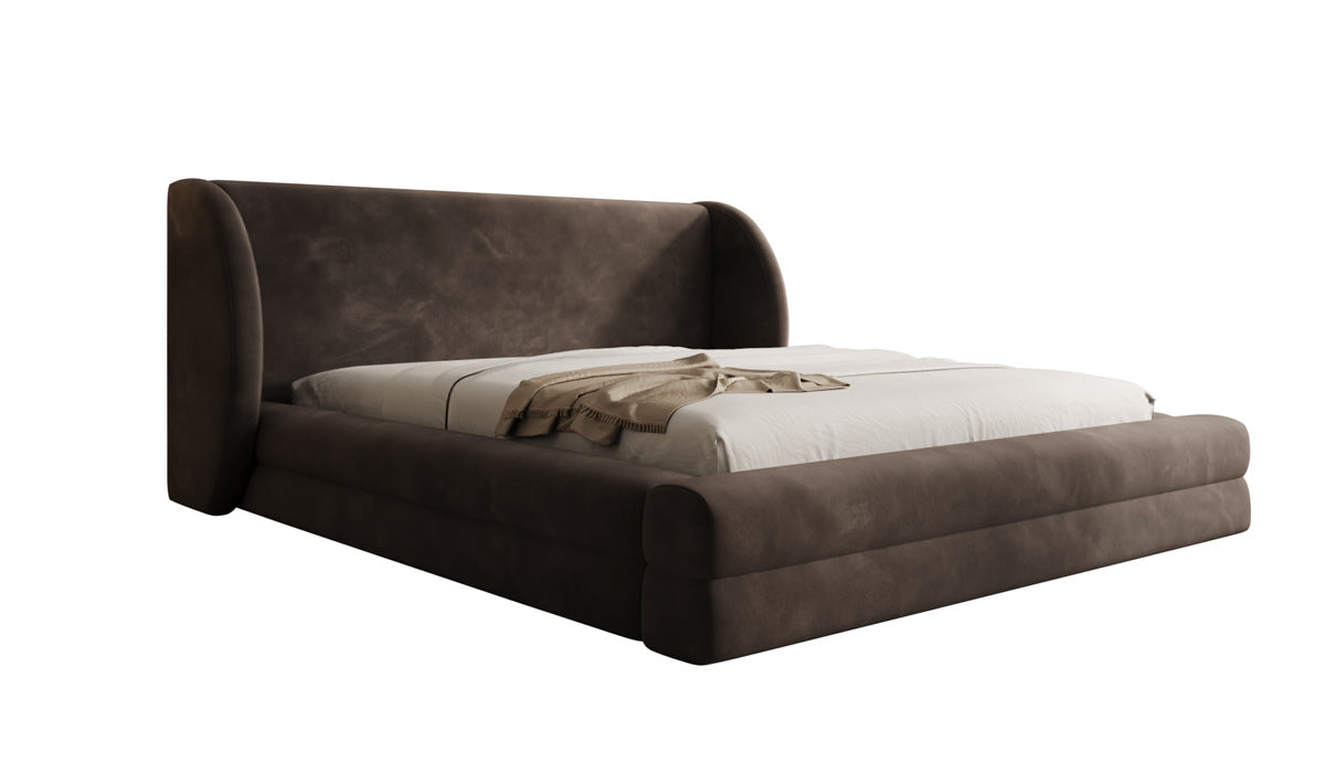 Designer upholstered bed Liv in velvet with storage
