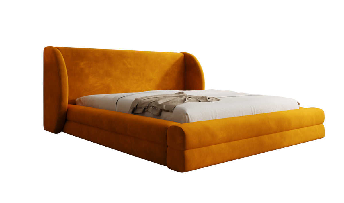 Designer upholstered bed Liv in velvet with storage