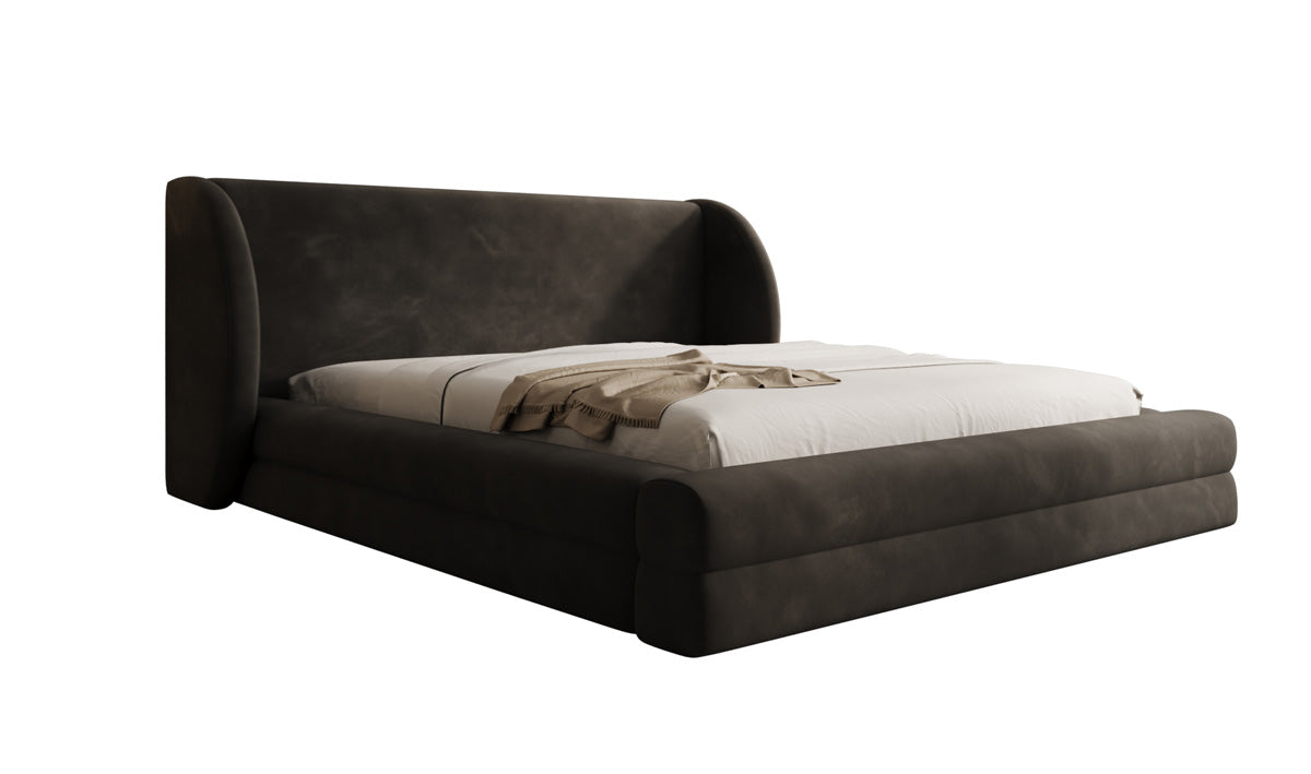 Designer upholstered bed Liv in velvet with storage