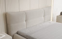 Designer upholstered bed Gioia in teddy bouclé with storage