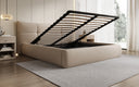 Designer upholstered bed Gioia in teddy bouclé with storage