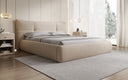 Designer upholstered bed Gioia in teddy bouclé with storage