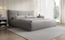Designer upholstered bed Gioia in teddy bouclé with storage