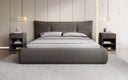 Designer upholstered bed Gioia in teddy bouclé with storage