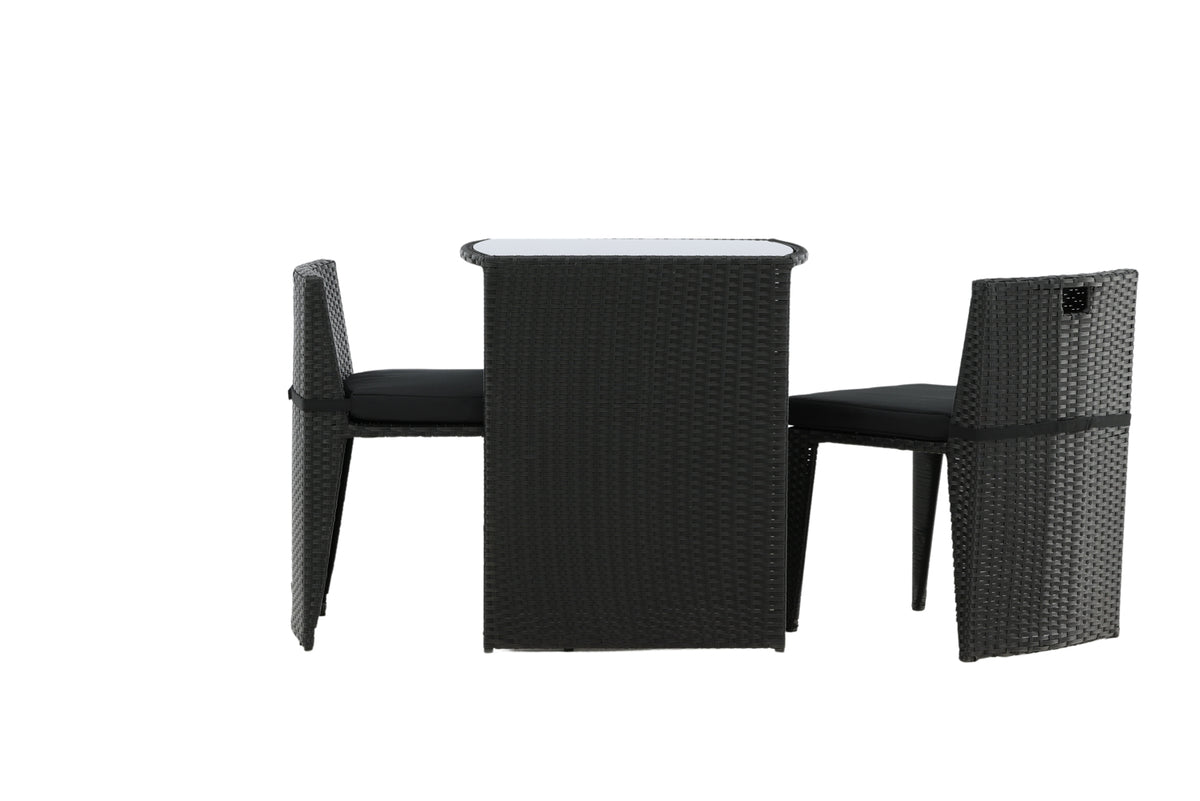 Balkonset Bob - in wahlweise schwarzem oder grauem Rattan