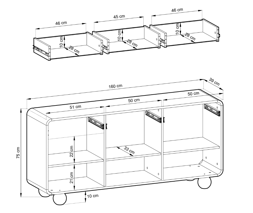 Designer dresser Layla 160 cm