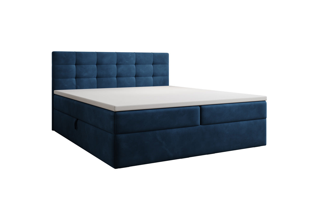 Lux velvet box spring bed with storage