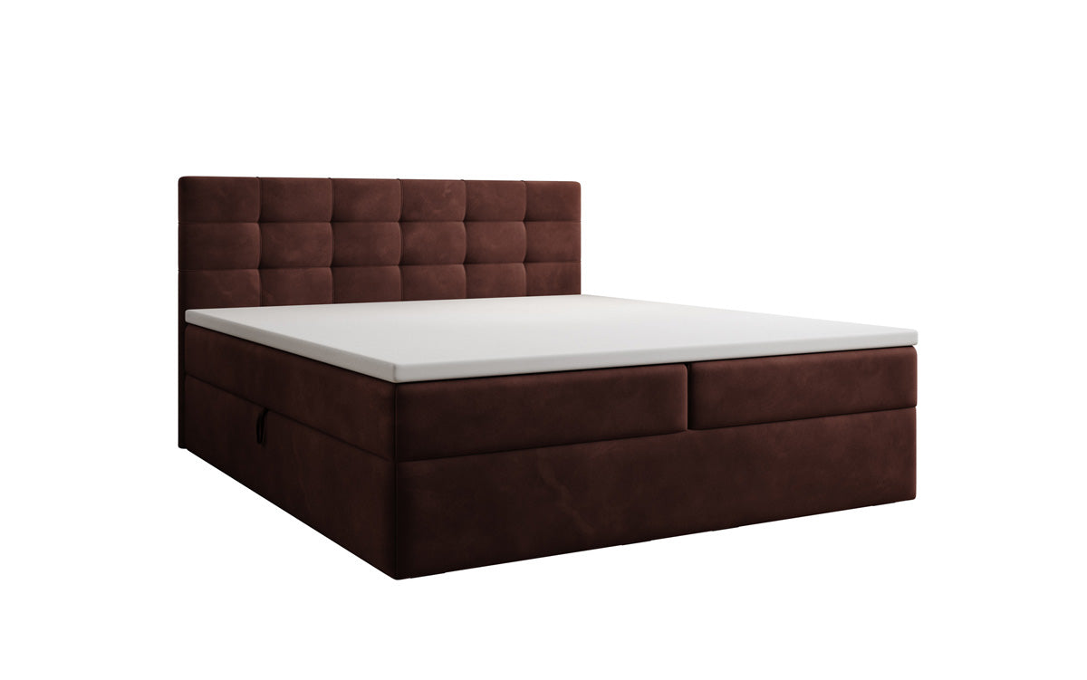Lux velvet box spring bed with storage