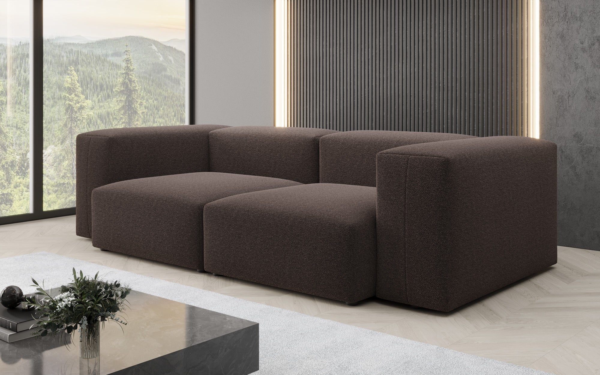 Designer 2-Seater Sofa Snug in Bouclé