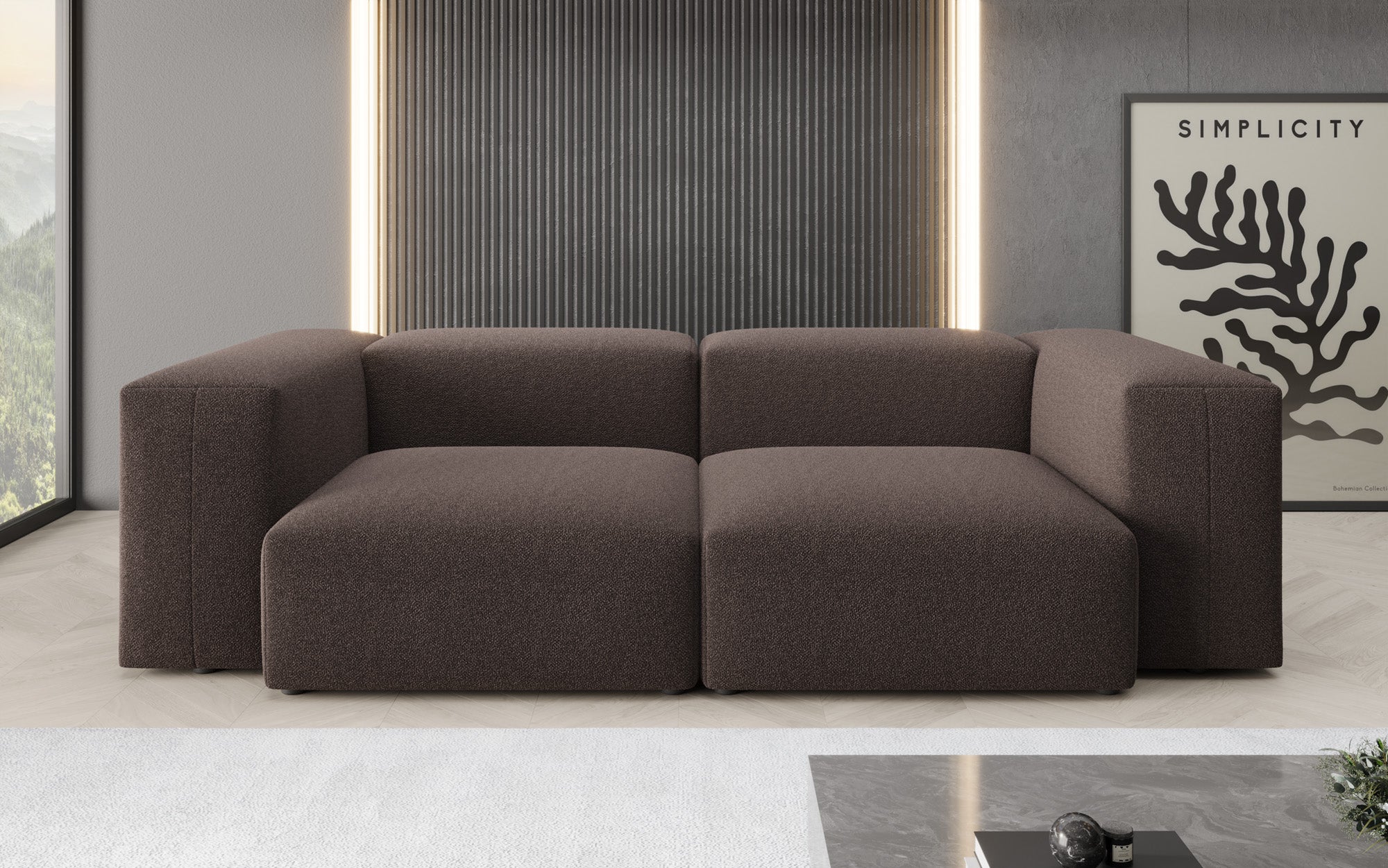 Designer 2-Seater Sofa Snug in Bouclé