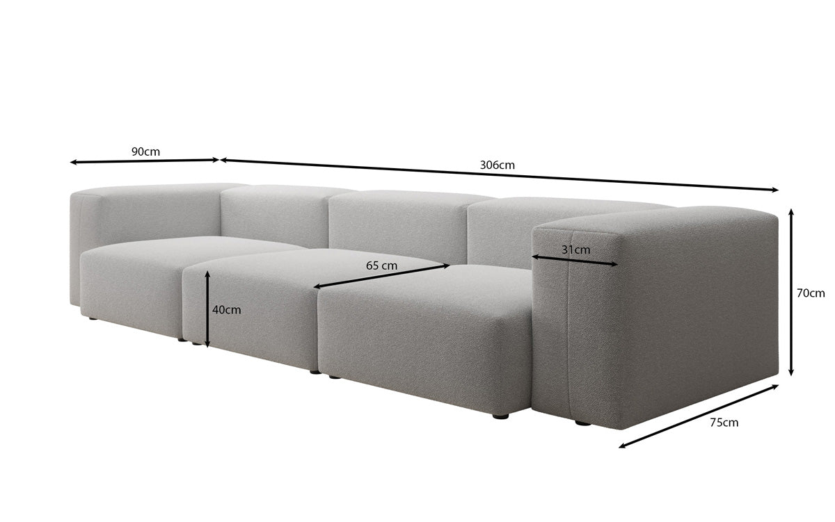 Designer 3-Seater Sofa Snug in Bouclé