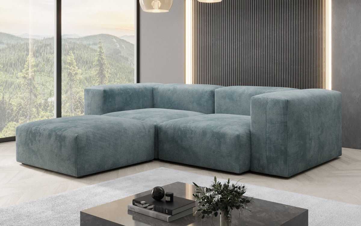 Designer L-shaped Sofa Snug Mini in Cord
