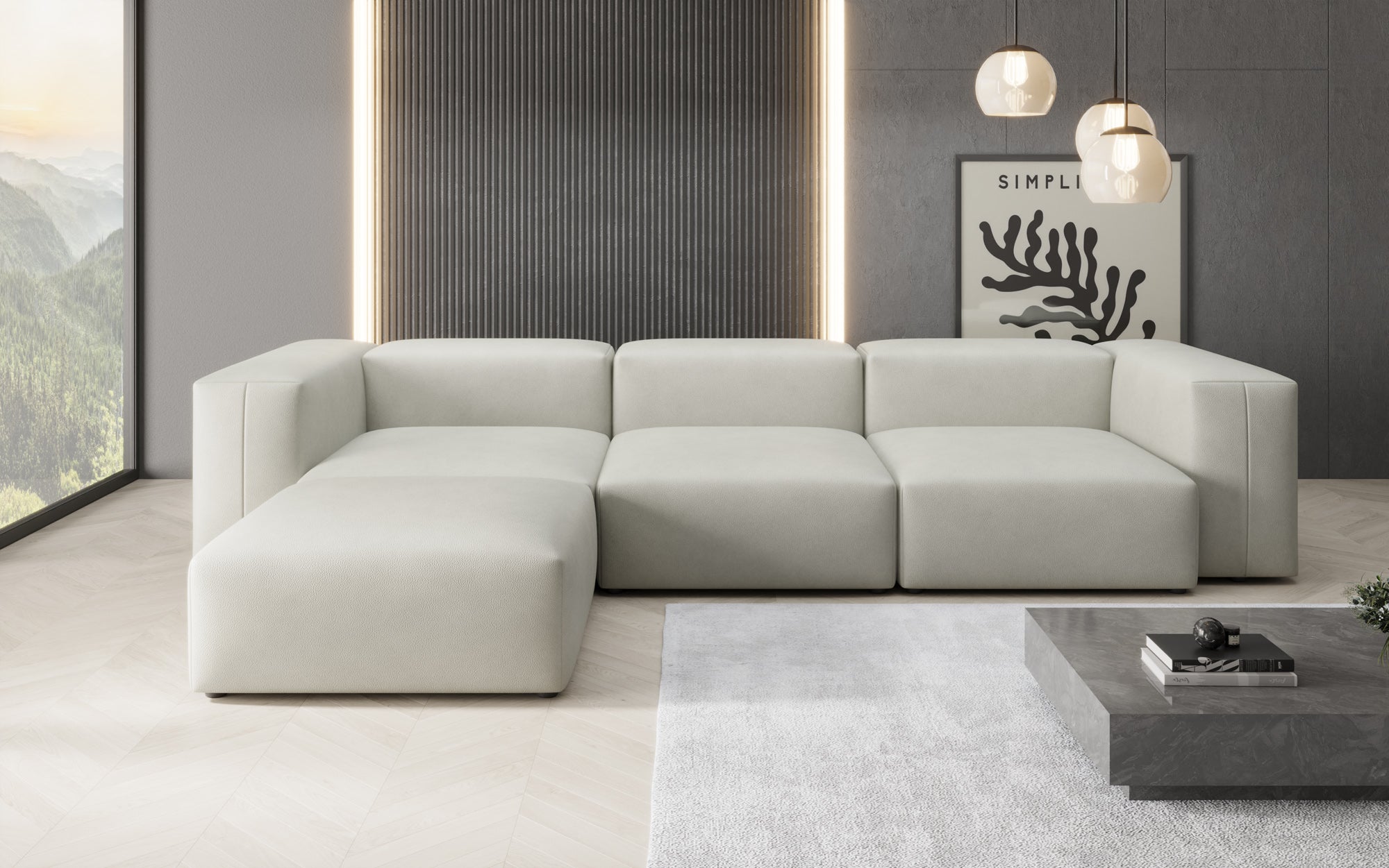 Designer L Sofa Snug in Genuine Leather